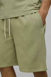 <b>Men's</b> Sage <b>Green</b> Fleece <b>Shorts</b> Relaxed Fit Drawstring Waist Solid Color Casual Streetwear Cotton Summer Sweat <b>Shorts</b> - Product Image 6
