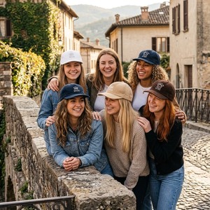 Gorra Personalizada de 5 Paneles con Visera Plana, Estructura de Tela de Pana, Bordado con Logotipo Personalizado y Cierre de Correa de Cuero en la Parte Trasera para Unisex - Product Image 6