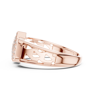 TRENDY Round CUT LAB GROWN DIAMOND RHODIUM PLATED <b>RING</b> <b>SET</b> 18KT SOLID ROSE Gold ENGAGEMENT WEDDING GIFTING DAILY OFFICE USE <b>MEN</b> - Product Image 2