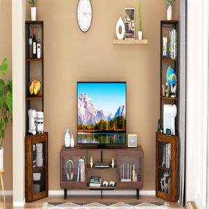 Mobile angolare autoportante da 65 pollici con scaffale a 6 livelli, espositore, mobiletto angolare da 65 pollici, portabicchieri da vino, scaffalature e unità di stoccaggio - Product Image 6