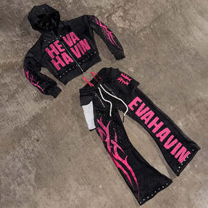 Vente en gros de pantalons de survêtement évasés à capuche personnalisés unisexe Ensemble de survêtement deux pièces à la mode Pantalon 3D Survêtement pour hommes pour l'hiver - Product Image 2