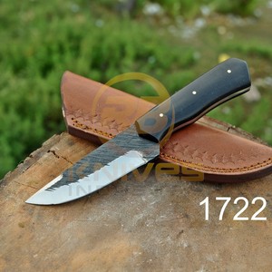 Cuchillo de caza de hoja fija de acero al carbono forjado a mano, punta caída, para bushcraft, con mango de Micarta, grado DIY, a granel - Product Image 5