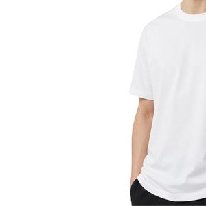 เสื้อยืดโอเวอร์ไซส์สีขาวสำหรับผู้ชาย แขนสั้น ผ้าฝ้าย คอกลม พิมพ์ลายโลโก้ที่อก สไตล์ลำลอง สตรีทแวร์ ทรงหลวม แฟชั่นเสื้อผ้าฤดูร้อน - Product Image 3