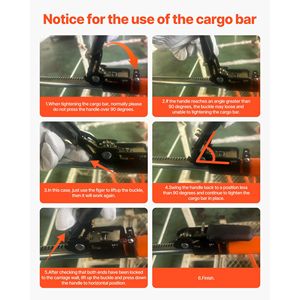 Barra di Carico Regolabile in Acciaio Rinforzato con Cricchetto 40''-73'', Rete Stabilizzatrice Antiscivolo per Controllo Carico e Accessori - Product Image 4