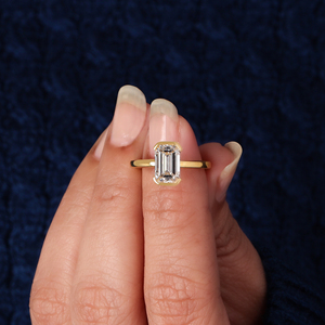 Bague de fiançailles solitaire demi-sertie en diamant de laboratoire taille émeraude 3 carats certifié IGI - Product Image 1