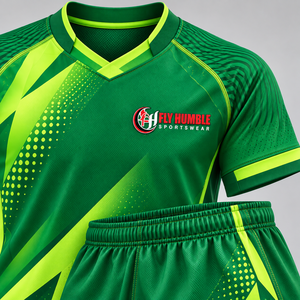 ชุดเสื้อฟุตบอลชาย FLY HUMBLE สีเขียวเหลือง ลายเรขาคณิต พิมพ์ลายแบบ Sublimation ระบายเหงื่อได้ดี ทรงสปอร์ต แขนสั้น ปี 2026 - Product Image 6
