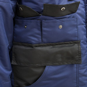 Blue Microfiber Waterproof <b>Winter</b> <b>Workwear</b> Suit with Hooded Jacket and Bib Overalls for Unisex Cold Storage and Freezer Use - Product Image 5