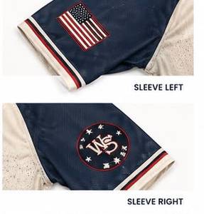 Maillot de baseball unisexe à manches courtes, imprimé par sublimation, drapeau américain, logo WS, 100% polyester, respirant, coupe classique, toutes saisons, blanc - Product Image 5