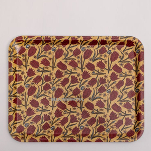 Bandeja de Servicio de Comida para Restaurante con Diseño de Flores Rojas Oscuras Estilo Japonés, Bandeja Decorativa Creativa para el Hogar - Product Image 1