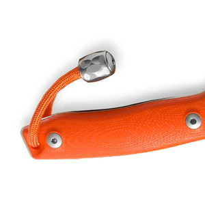 Cuchillos de Caza con Mango Texturizado Naranja, Hoja Fija Plateada, Funda de Cuero Marrón y Cordón a Juego para Campismo al Aire Libre - Product Image 6