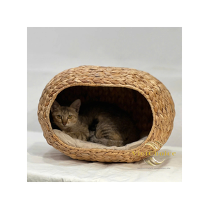 Lit pour chat VietChoice en jonc de mer tressé, écologique, forme de grotte, respirant, design minimaliste, toutes saisons, lavage à la main uniquement, amovible - Product Image 1