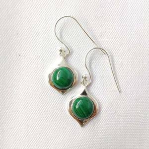 Pendientes Colgantes de Piedra Malaquita con Aspecto Elegante, Plata de Ley, Baño de Oro, Engaste en Bisel, Joyería para Niños, Regalo de Boda o Aniversario - Product Image 1