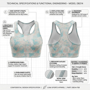 Soutien-gorge de sport sans couture en Spandex et Polyester, respirant, pour le yoga et l'entraînement, vente en gros - Product Image 2