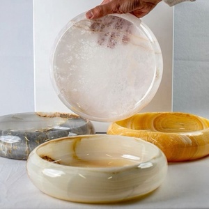 Top Selling Stocked Marble-Look Pedestal Carved Food Grade Resin Modern Luxury Serving Bowl Customized Color Shape Home Party - Product Image 1