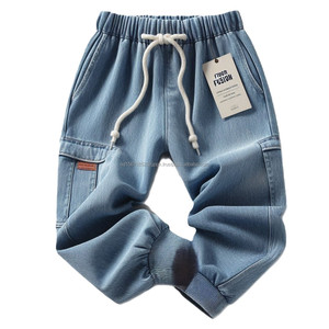 Joggers élégants en denim conçus sur mesure pour femmes, décorations de logo de poche cargo, vêtements de sport OEM directs XS-XXXL, streetwear toutes saisons - Product Image 6