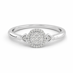 Women's 0.60 TCW Real <b>Diamond</b> <b>Ring</b> in 14K White Gold | Round Halo Engagement <b>Ring</b> Anniversary Wedding Fine Jewelry Gift Bridal - Product Image 1