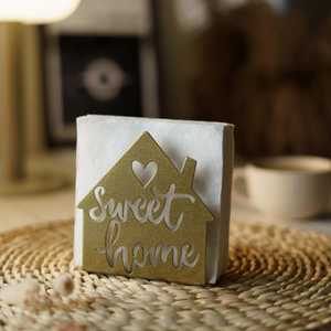 Gold Napkin <b>Holder</b> Sweet Home, Steel Napkin Stand for <b>Kitchen</b> Countertop, Tea Time Accessory, <b>Tissue</b> Rack, Dinning Table Decor, - Product Image 5