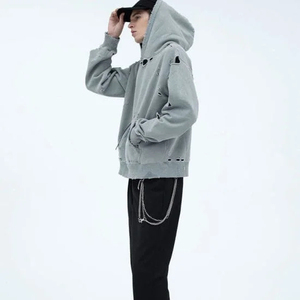 Sudadera con capucha extragrande de algodón grueso French Terry para hombre 2026, estilo vintage lavado, teñido 3D, efecto ácido, teñido liso, venta al por mayor - Product Image 2