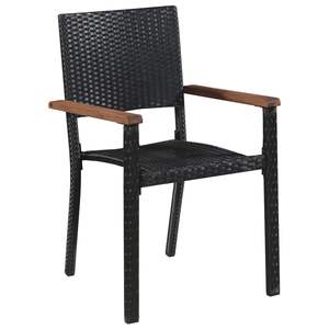 Juego de 2 Sillas de Comedor de Ratán PE Negro, Diseño Estándar y Duradero - Product Image 2