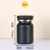 Flacon à pilules en PET noir, vide, en plastique givré, pot à capsules, conteneur haut de gamme de qualité alimentaire pour le stockage de compléments alimentaires