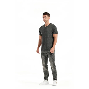 Summer Fashion Clothes Men 180 Gsm Cotton t Shirt Under Custom <b>Cheap</b> V-neck Short Sleeve <b>Light</b> Weight Wholesale V-neck t Shirt - Product Image 1