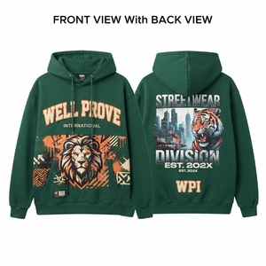 Sudadera con Capucha Premium de 300 GSM, Tejido de Punto, Impresión Digital, Lavado Ácido, Amarillo Multicolor, Paneles con Estampado de Grafiti, Etiqueta Tejida Personalizada - Product Image 2