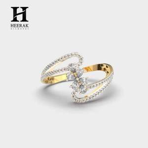 14K Gold Bypass Diamond <b>Ring</b> - Elegant Cluster <b>Statement</b> Band - Lab Grown/Natural Diamond Jewelry - Product Image 4