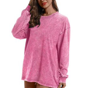 T-shirts décontractés pour femmes, tendance vintage, automne, coupe ajustée, tissu extensible, respirant, 100% coton molletonné, personnalisable - Product Image 3