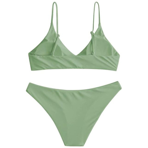 Ladies Bikini Set Longline Swim Top Two Piece Beach <b>Swimsuit</b> <b>High</b> <b>Waist</b> Bottom Stretch Quick Dry Pool Bathing Suit Summer Resort - Product Image 2