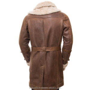 Veste en cuir véritable respirante pour homme, col rabattu, doublure en fausse fourrure, coupe-vent, style motard, vêtements d'hiver - Product Image 2