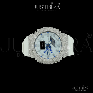 Montre de luxe à lunette argentée pour homme ou femme, montre G-Shock avec diamants Moissanite VVS de qualité supérieure, au meilleur prix d'usine - Product Image 4