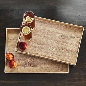 Plateau de service rectangulaire rustique en bois de manguier, artisanal, ensemble de 2 plateaux en bois de qualité supérieure pour table basse, comptoir de cuisine, usage polyvalent - Product Image 5