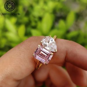 Bague de fiançailles Charm_Jewells pour femme en argent plaqué or rose avec moissanite taille coussin, sertie à griffes, style romantique, certifiée IGI - Product Image 4