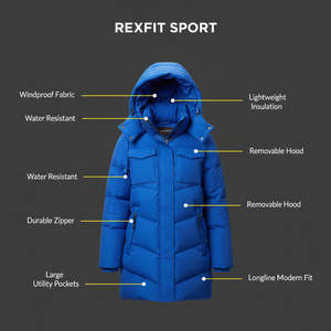 Chaqueta Deportiva Acolchada Personalizada RexFit, Rellena de Plumón, para Hombre y Mujer, con Logotipo Bordado, OEM, ODM - Product Image 5