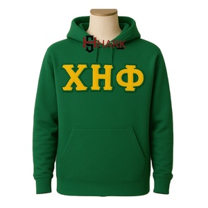 Sudadera con capucha Sorority Chi Eta Phi Chenille Center Chest Letras de doble color Pullover Manga larga Sudaderas con capucha con letras griegas para mujer - Product Image 1