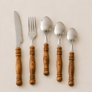 Wholesale Customized Eco-friendly Stainless Steel & Wooden Handle Modern Cutlery Set for Restaurants Hotels Parties - Product Image 3