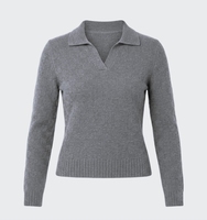 Pull Polo Femme Grande Taille à Manches Longues, Col Rabattu, Tricoté, Couleur Unie, Décontracté, Anti-Boulochage, Idéal Automne