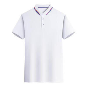 Polo à manches courtes blanc pour homme, couleur unie, coton Oxford, respirant, design décontracté, boutons sur le devant, coupe classique - Product Image 1