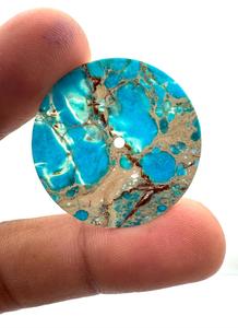 หน้าปัดนาฬิกา K Gems Blue Sediment Jasper ขนาด 33x0.60 มม. รูตรงกลาง 2 มม. พลอยขัดเงาด้านเดียว อะไหล่นาฬิกาหรูสั่งทำพิเศษ - Product Image 2