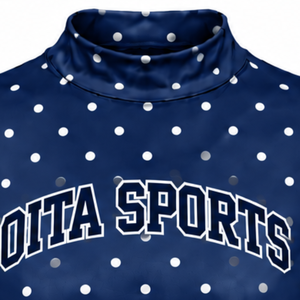 <b>Navy</b> Blue Polka Dot <b>Women</b> Mock Neck Short Sleeve T Shirt Slim Fit Stretch Printed Casual <b>Top</b> Fashion Summer Clothing Wholesale C - Product Image 3