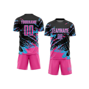 Custom <b>Soccer</b> Uniform Set Sublimated Jersey Shorts Team Kit 100% Polyester Moisture Wicking Adult V-neck Geometric Pattern - Product Image 6