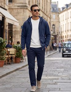 Customize Hoodie Hot Selling Zipper Blank Hoodies Hysaf Apparels Co Navy Blue Cotton Ykk Zipup Hoodies Hysaf Apparels Co Hoodies - Product Image 1