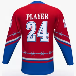 Camisetas de Hockey Sublimadas Personalizadas de Primera Calidad, Uniformes de Hockey sobre Hielo Unisex con Cordones, Transpirables, de Secado Rápido y Antibacterianos - Product Image 5