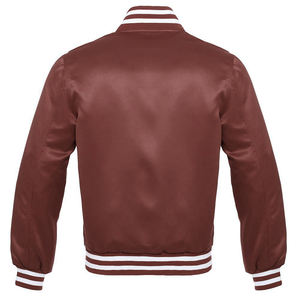 Blouson Bomber Classique en Satin pour Homme, Collection Violet et Bordeaux, Bordure Côtelée Rayée, Boutons Pression, Style Sportif, Veste de Baseball Type Letterman - Product Image 4