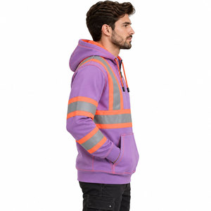 Sudadera de Seguridad con Certificación ANSI CE para Primavera/Otoño, con Franjas Reflectantes, Cierre de Cremallera de un Cuarto, Forro Polar, Ropa de Seguridad Abrigada - Product Image 3
