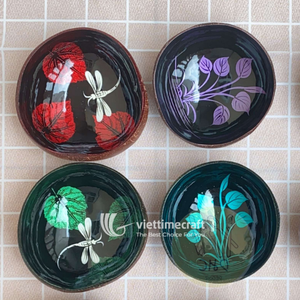 Coconut Bowl, Lacquered & Hand-painted Decorative Bowl, Natural Coconut Shell Bowl for Smoothie, Jewelry & Boho Decor - Product Image 4