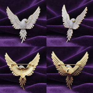 Broche de luxe en argent plaqué or 18 carats, motif Aigle glacé micro-pavé de moissanite, style Hip Hop, personnalisable, unisexe, pour mariage et anniversaire - Product Image 6