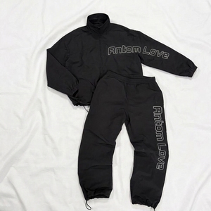 Custom Men's Winter Hooded Solid Tracksuit Windbreaker Set Spandex/Cotton Suit Jacket and <b>Track</b> <b>Pants</b> - Product Image 1
