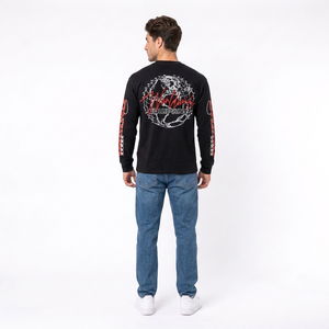 Your brand Logo DTF Long Sleeve T-Shirt Black Pink Print O-Neck Men's <b>Pullover</b> Cotton Fleece Sweatshirt For Men Crew Neck <b>Jumper</b> - Product Image 4