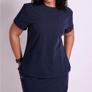 Women Green V-Neck Scrub Set Cotton Polyester Canvas Woven Hospital Uniforms Pants Pockets Needle Detection GLOWING NEON - Product Image 3